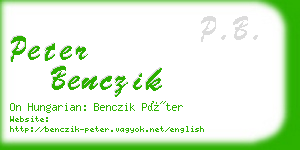 peter benczik business card